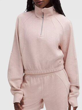 lululemon athletica Light Pink Half-Zip Cropped Sweatshirt